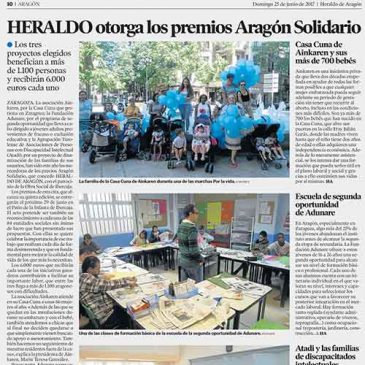Heraldo de Aragón otorga a Ainkaren Casa Cuna el premio Aragón Solidario